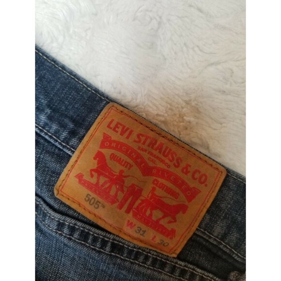 Levi 505 Womens Size W31 L30 High-Rise Straight Leg Cropped Denim Jeans Blue - Picture 3 of 8